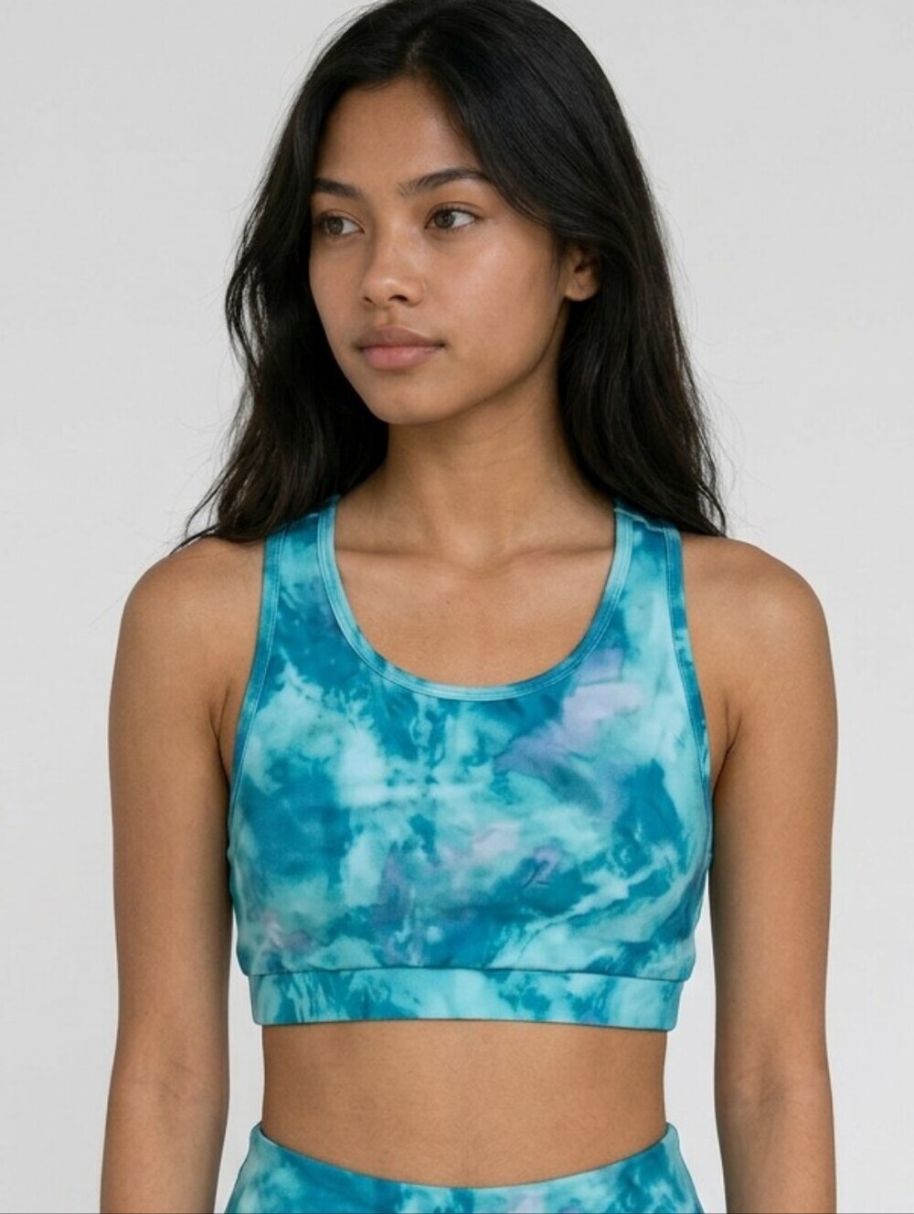 NWT Sz 18.5 PLUS  Xersion Kids Tie-Dye Sports Bra - Blue and Green